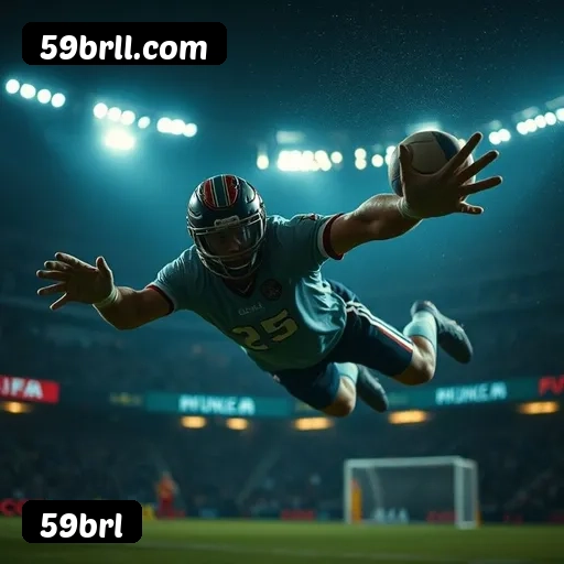 App 59brl para iOS e Android — interface mobile, login biométrico e PIX integrado
